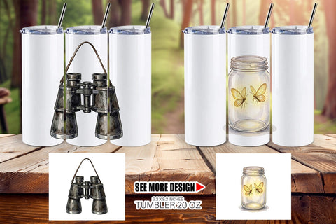 Tumbler Nostalgic Camp Souvenir Watercolor Sublimation artnoy 