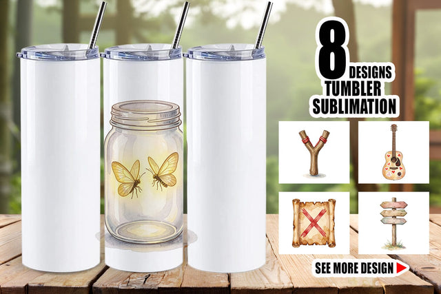 Tumbler Nostalgic Camp Souvenir Watercolor Sublimation artnoy 