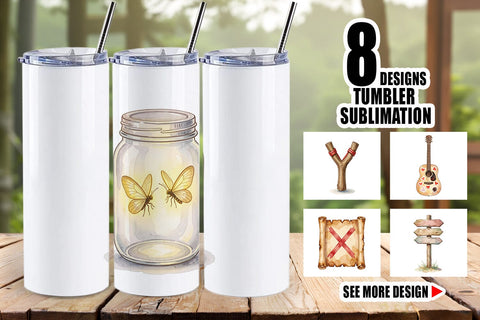 Tumbler Nostalgic Camp Souvenir Watercolor Sublimation artnoy 