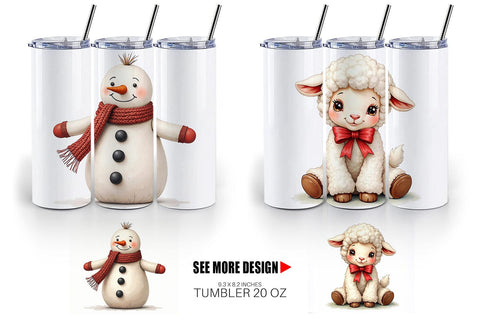 Tumbler Nostalgic Christmas Plush Toys Watercolor Sublimation artnoy 