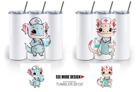 Tumbler Nurse Axolotl Sublimation artnoy 