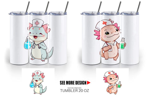 Tumbler Nurse Axolotl Sublimation artnoy 