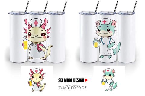 Tumbler Nurse Axolotl Sublimation artnoy 