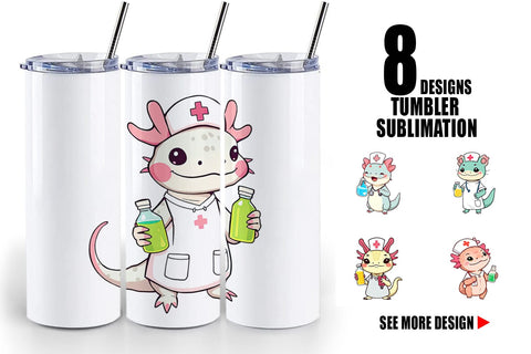 Tumbler Nurse Axolotl Sublimation artnoy 