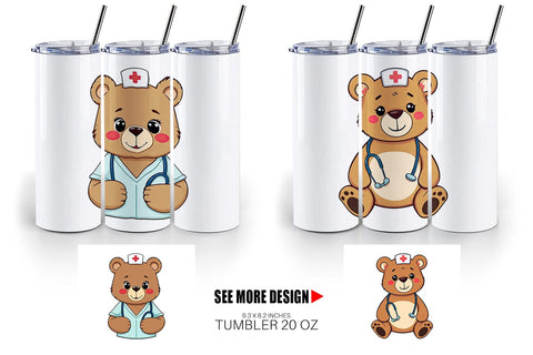 Tumbler Nurse Bear Sublimation artnoy 