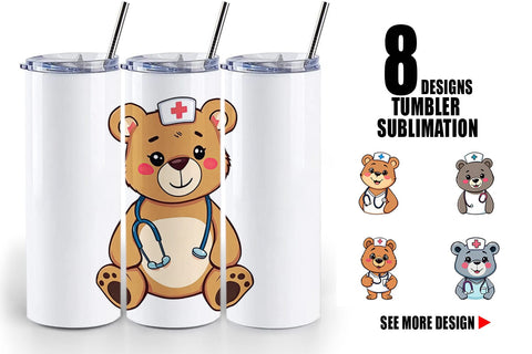 Tumbler Nurse Bear Sublimation artnoy 