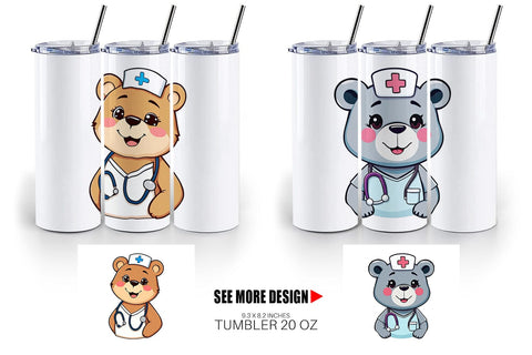Tumbler Nurse Bear Sublimation artnoy 