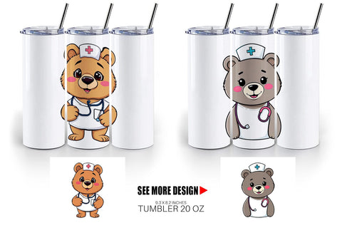 Tumbler Nurse Bear Sublimation artnoy 