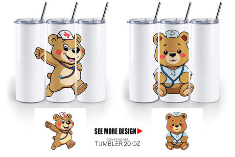 Tumbler Nurse Bear Sublimation artnoy 