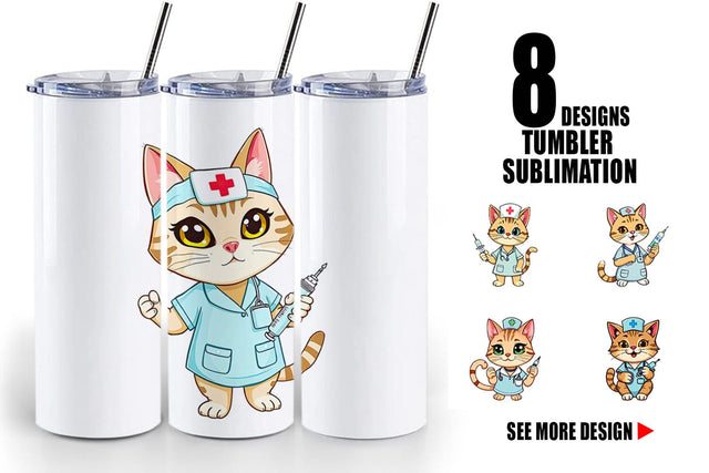 Tumbler Nurse Cat Sublimation artnoy 