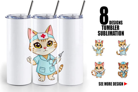 Tumbler Nurse Cat Sublimation artnoy 