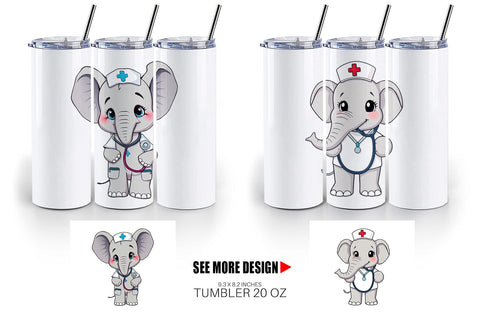 Tumbler Nurse Elephant Sublimation artnoy 