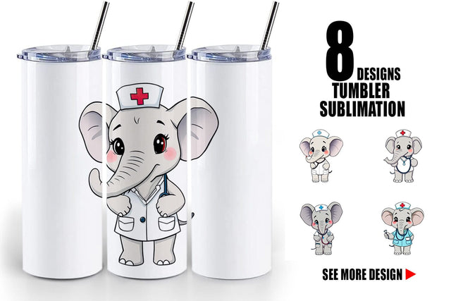 Tumbler Nurse Elephant Sublimation artnoy 