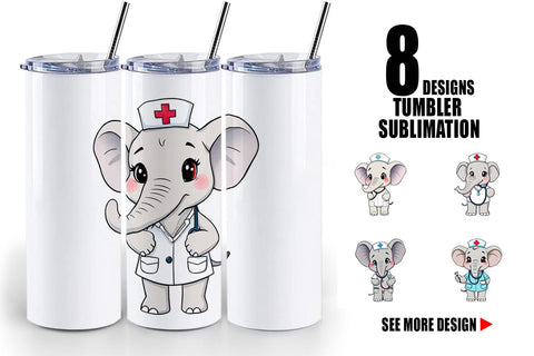 Tumbler Nurse Elephant Sublimation artnoy 