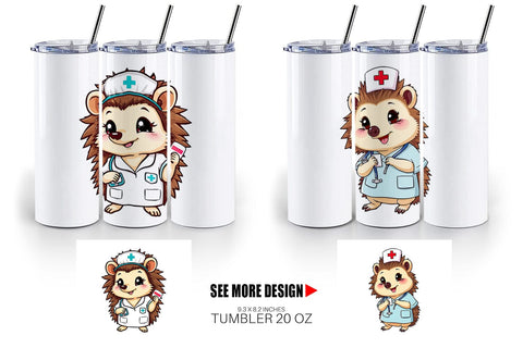 Tumbler Nurse Hedgehog Sublimation artnoy 