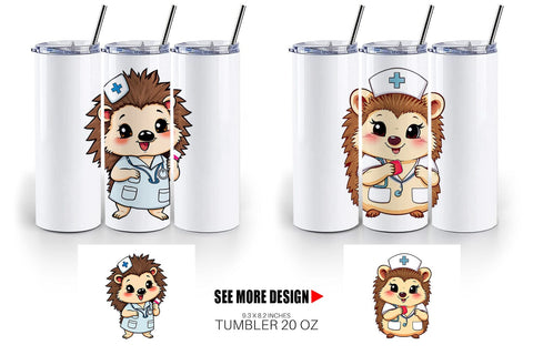 Tumbler Nurse Hedgehog Sublimation artnoy 