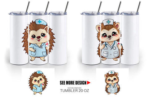 Tumbler Nurse Hedgehog Sublimation artnoy 