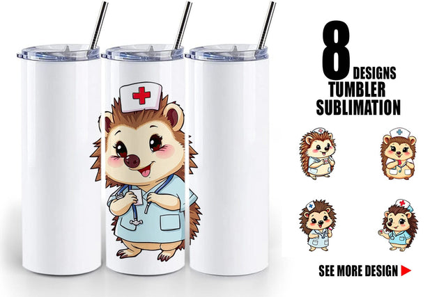 Tumbler Nurse Hedgehog Sublimation artnoy 
