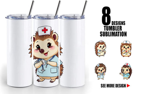 Tumbler Nurse Hedgehog Sublimation artnoy 