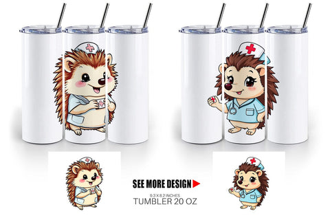 Tumbler Nurse Hedgehog Sublimation artnoy 