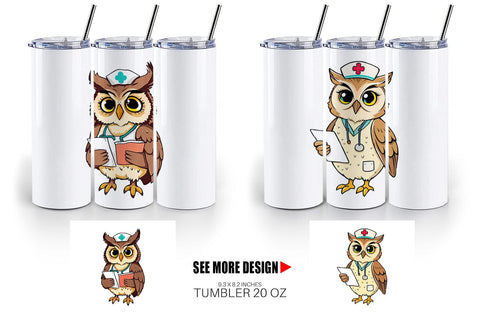 Tumbler Nurse Owl Sublimation artnoy 