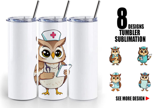 Tumbler Nurse Owl Sublimation artnoy 