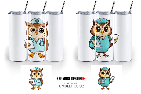 Tumbler Nurse Owl Sublimation artnoy 