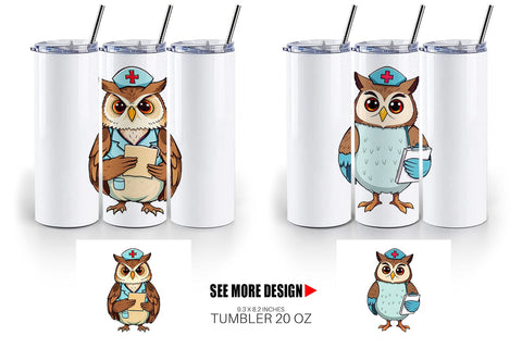 Tumbler Nurse Owl Sublimation artnoy 