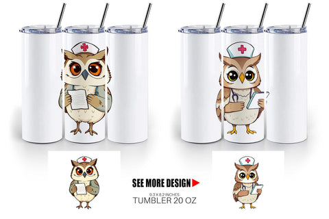 Tumbler Nurse Owl Sublimation artnoy 