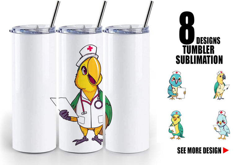 Tumbler Nurse Parrot Sublimation artnoy 
