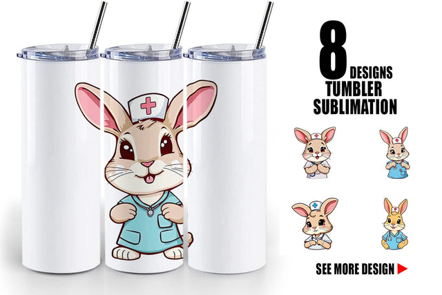 Tumbler Nurse Rabbit Sublimation artnoy 