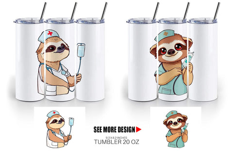 Tumbler Nurse Sloth Sublimation artnoy 