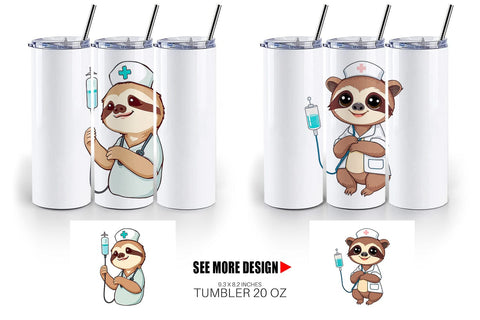 Tumbler Nurse Sloth Sublimation artnoy 