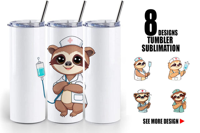 Tumbler Nurse Sloth Sublimation artnoy 