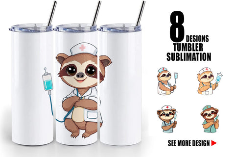 Tumbler Nurse Sloth Sublimation artnoy 