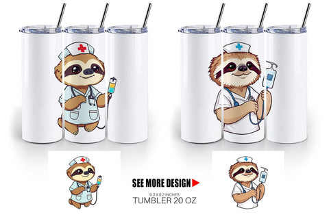 Tumbler Nurse Sloth Sublimation artnoy 