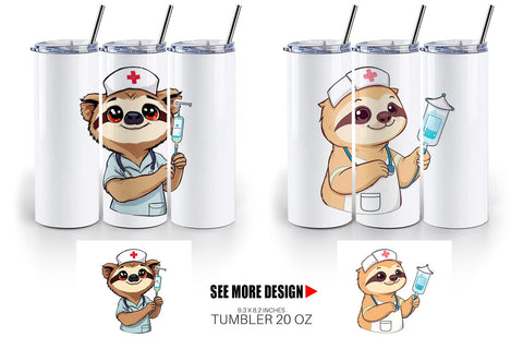 Tumbler Nurse Sloth Sublimation artnoy 