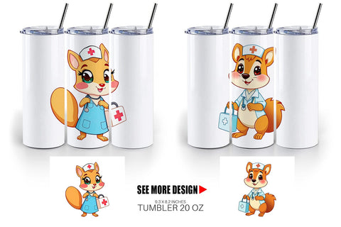 Tumbler Nurse Squirrel Sublimation artnoy 