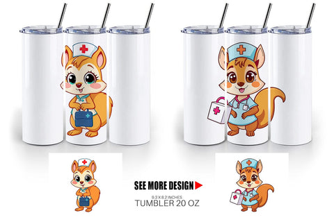 Tumbler Nurse Squirrel Sublimation artnoy 