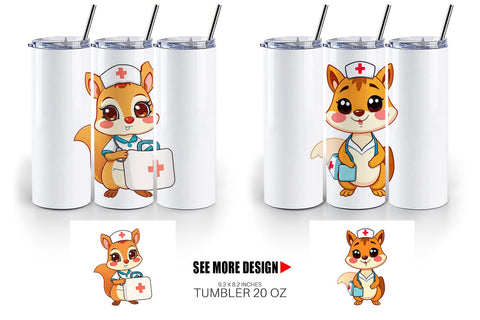 Tumbler Nurse Squirrel Sublimation artnoy 