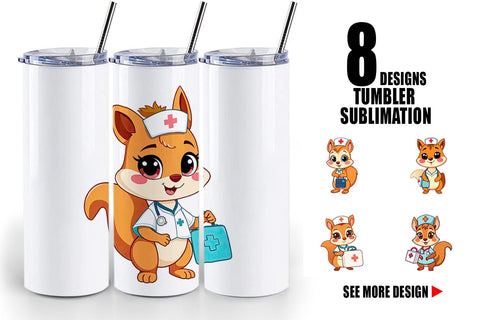 Tumbler Nurse Squirrel Sublimation artnoy 