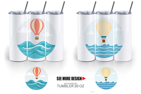 Tumbler Ocean Hot Air Balloon Sublimation artnoy 