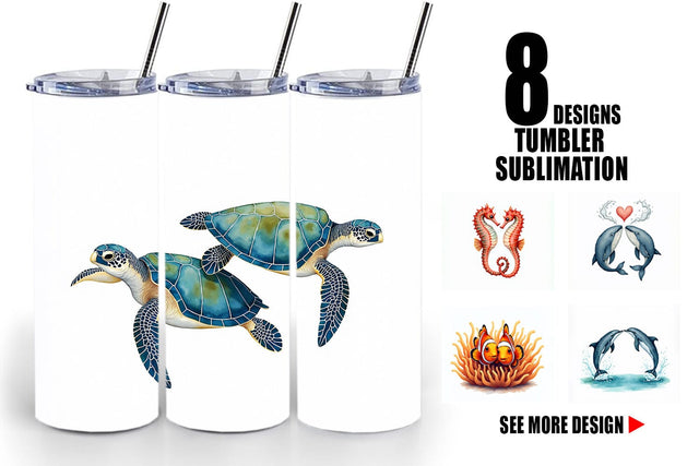 Tumbler Oceanic Embrace Watercolor Lovers Sublimation artnoy 