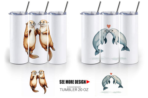 Tumbler Oceanic Embrace Watercolor Lovers Sublimation artnoy 