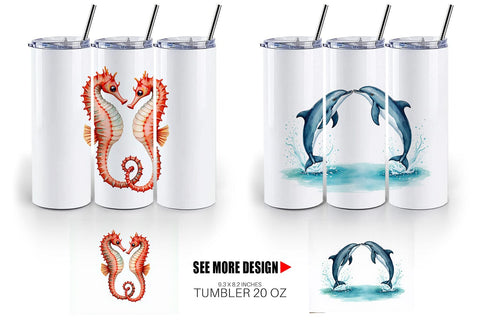 Tumbler Oceanic Embrace Watercolor Lovers Sublimation artnoy 