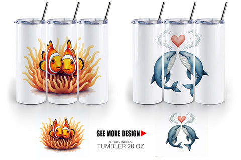 Tumbler Oceanic Embrace Watercolor Lovers Sublimation artnoy 