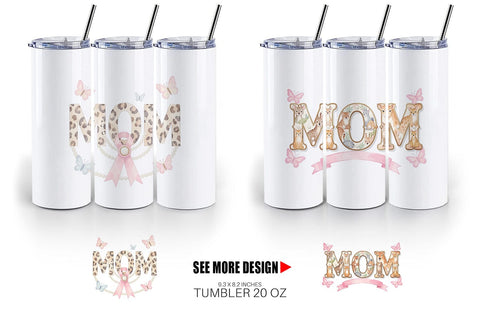Tumbler Ornate Garden MOM Watercolor Sublimation artnoy 