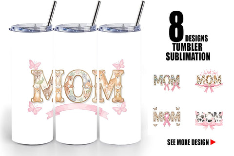 Tumbler Ornate Garden MOM Watercolor Sublimation artnoy 
