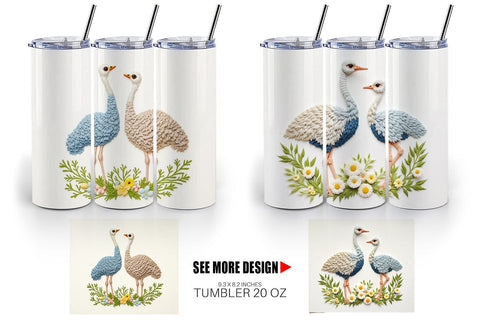 Tumbler Ostrich Embroidery Sublimation artnoy 
