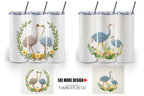 Tumbler Ostrich Embroidery Sublimation artnoy 